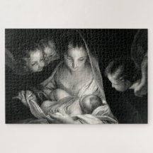 Nativiteit Baby Jesus Virgin Mary Angels Black Whi