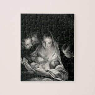 Nativiteit Baby Jesus Virgin Mary Angels Black Whi Legpuzzel