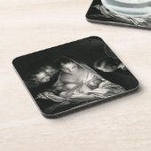 Nativiteit Baby Jesus Virgin Mary Angels Black Whi Onderzetter (Linkerzijde)
