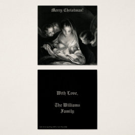Nativiteit Baby Jesus Virgin Mary Angels Black Whi Vierkante Visitekaartjes