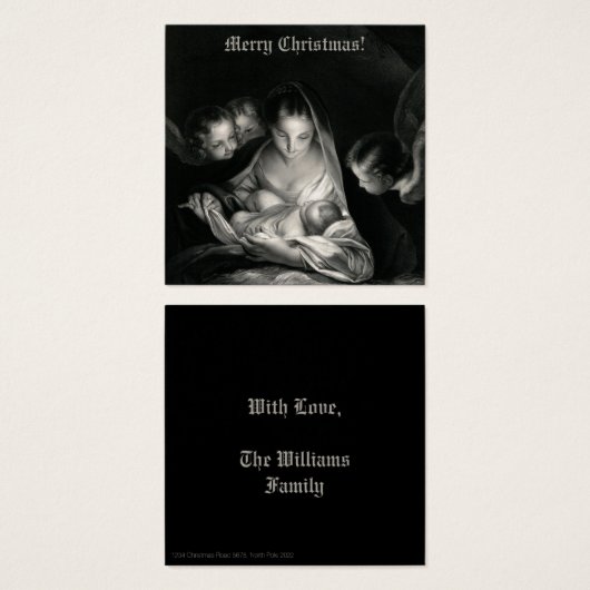 Nativiteit Baby Jesus Virgin Mary Angels Black Whi Vierkante Visitekaartjes (Voorkant /achterkant)