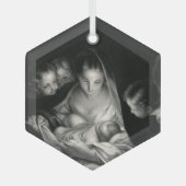 Nativiteit Baby Jesus Virgin Mary Angels Kerstmis Glas Ornament (Voorkant)
