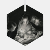 Nativiteit Baby Jesus Virgin Mary Angels Kerstmis Glas Ornament (Achterkant)