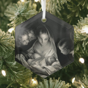 Nativiteit Baby Jesus Virgin Mary Angels Kerstmis Glas Ornament