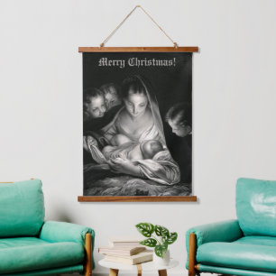 Nativiteit Baby Jesus Virgin Mary Angels Kerstmis Hangend Wandkleed