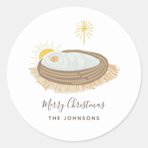 Nativiteit Baby Jezus Kerstmis Ronde Sticker