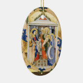 NATIVITEIT, BLAUW EN GOUD Gem steen Keramisch Ornament (Rechts)