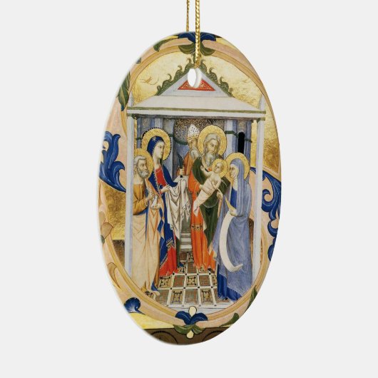 NATIVITEIT, BLAUW EN GOUD Gem steen Keramisch Ornament (Rechts)