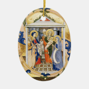 NATIVITEIT, BLAUW EN GOUD Gem steen Keramisch Ornament