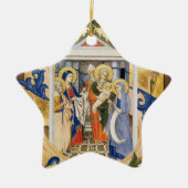 NATIVITEIT, BLAUWE STAR EN GOLD Gem stone Keramisch Ornament (Voorkant)