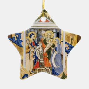NATIVITEIT, BLAUWE STAR EN GOLD Gem stone Keramisch Ornament