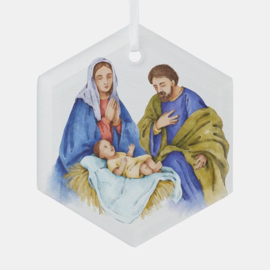Nativiteit Christelijke Jezus Birth Glas Ornament (Voorkant)