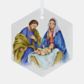Nativiteit Christelijke Jezus Birth Glas Ornament (Achterkant)