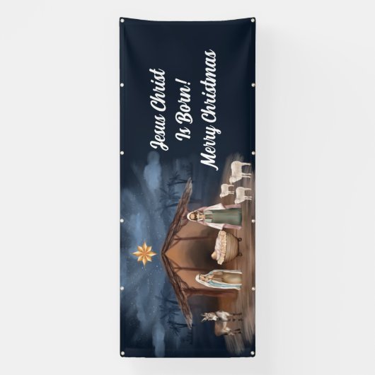Nativiteit Christelijke kerst met pretkerst Spandoek (Verticaal)