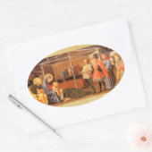 NATIVITEIT CHRISTMAS PARCHMENT/ADORATIE MAGI OVALE STICKER (Envelop)