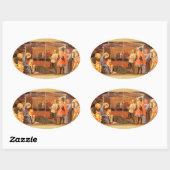 NATIVITEIT CHRISTMAS PARCHMENT/ADORATIE MAGI OVALE STICKER (Vel)