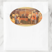 NATIVITEIT CHRISTMAS PARCHMENT/ADORATIE MAGI OVALE STICKER (Tas)