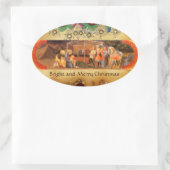 NATIVITEIT CHRISTMAS PARCHMENT/ADORATIE MAGI OVALE STICKER (Tas)