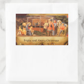 NATIVITEIT CHRISTMAS PARCHMENT/ADORATIE MAGI RECHTHOEKIGE STICKER (Tas)
