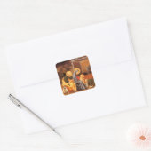 NATIVITEIT CHRISTMAS PARCHMENT/ADORATIE MAGI VIERKANTE STICKER (Envelop)