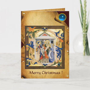 NATIVITEIT CHRISTMAS PARCHMENT Blue Gem Feestdagen Kaart
