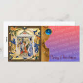 NATIVITEIT CHRISTMAS PARCHMENT Blue Gem Feestdagenkaart (Voorkant / Achterkant)