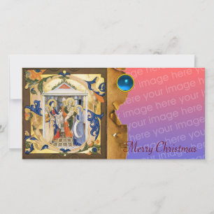NATIVITEIT CHRISTMAS PARCHMENT Blue Gem Feestdagenkaart