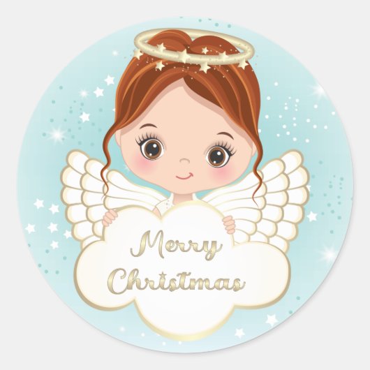 Nativiteit Cute Angel Holding Cloud Sticker (Voorkant)