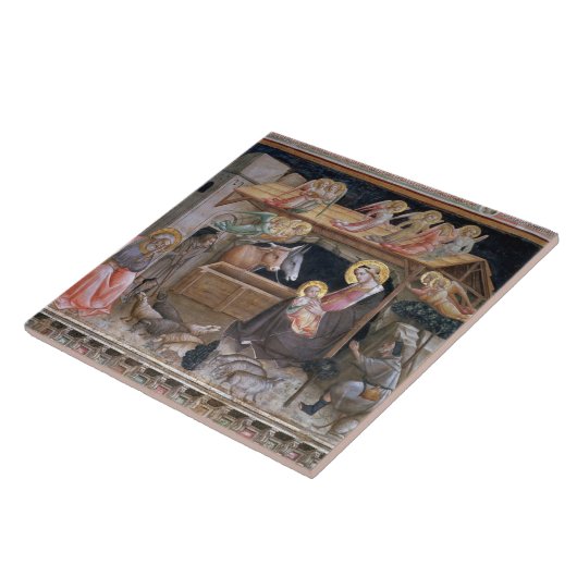 Nativiteit, detail van de levensduur van de maagd  tegeltje (Zijkant)