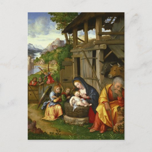Nativiteit en Child Angels c1515 Briefkaart (Voorkant)