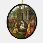 Nativiteit en Child Angels c1515 Keramisch Ornament (Links)