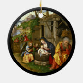 Nativiteit en Child Angels c1515 Keramisch Ornament (Achterkant)