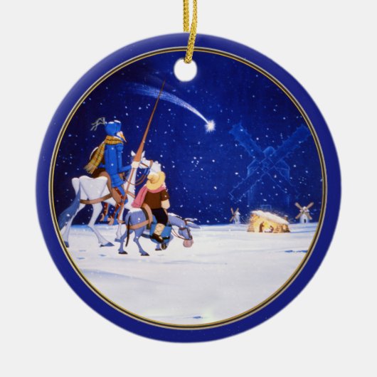 Nativiteit en fantasie van Don Quixote - door Cerv Keramisch Ornament (Voorkant)