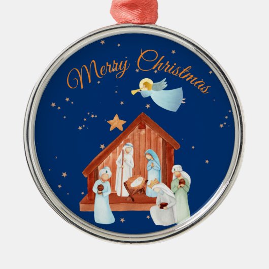 Nativiteit en Kerstmis Metalen Ornament (Voorkant)