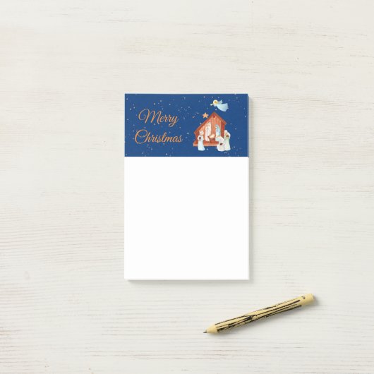 Nativiteit en sterren post-it® notes (Op bureau)