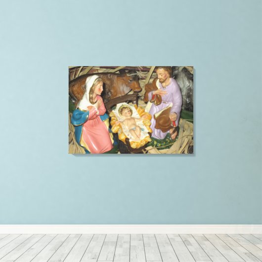 Nativiteit  foto van Manger op omwikkeld canvas Afdruk (Insitu (Houten vloer))