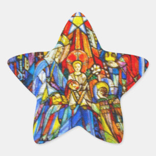 Nativiteit gestileerde Glas in lood stijl Ster Sticker
