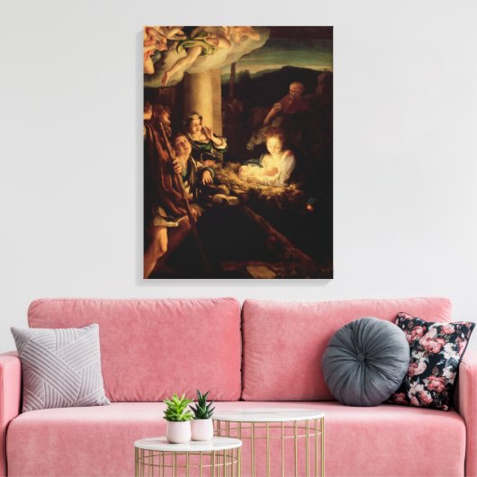 Nativiteit - Heilige nacht - Correggio - Renaissan Canvas Afdruk (Insitu (Woonkamer))