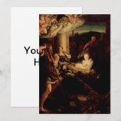 Nativiteit - Heilige nacht - Correggio - Renaissan Feestdagenkaart (Voorkant / Achterkant)