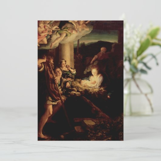 Nativiteit - Heilige nacht - Correggio - Renaissan Feestdagenkaart (Staand voorkant)