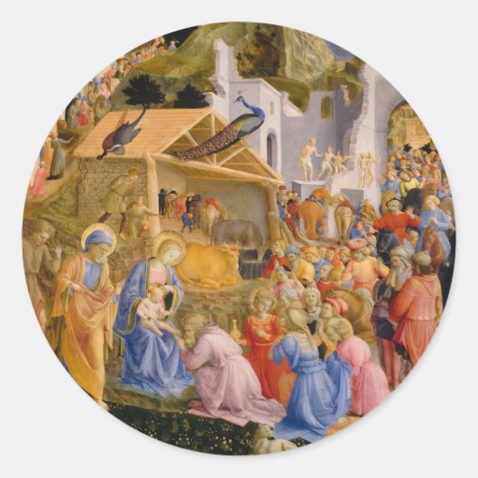 Nativiteit in Bethlehem Ronde Sticker (Voorkant)