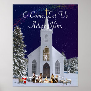 Nativiteit in de kerk poster