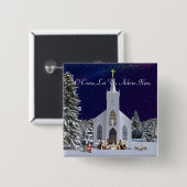 Nativiteit in de kerk vierkante button 5,1 cm (Voorkant /achterkant)