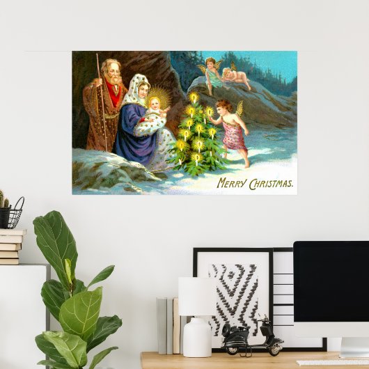 Nativiteit in de sneeuw poster (Thuiskantoor)