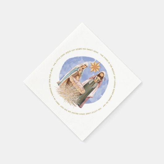 Nativiteit in een gevaarlijke caroltekst Gold teks Servet (Hoek)