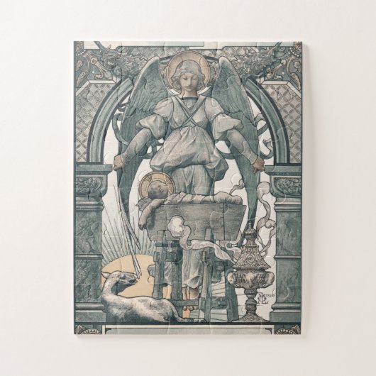 Nativiteit Jesus Birth Angel Vintage Kerstmis Legpuzzel (Verticaal)