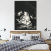Nativiteit Jesus Virgin Mary Angels Black White Canvas Afdruk (Insitu (Slaapkamer))