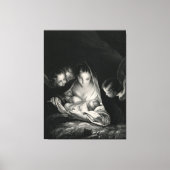 Nativiteit Jesus Virgin Mary Angels Black White Canvas Afdruk (Voorkant)
