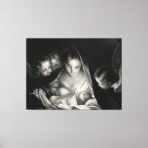 Nativiteit Jesus Virgin Mary Angels Black White