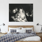 Nativiteit Jesus Virgin Mary Angels Black White Canvas Afdruk (Insitu (Slaapkamer))